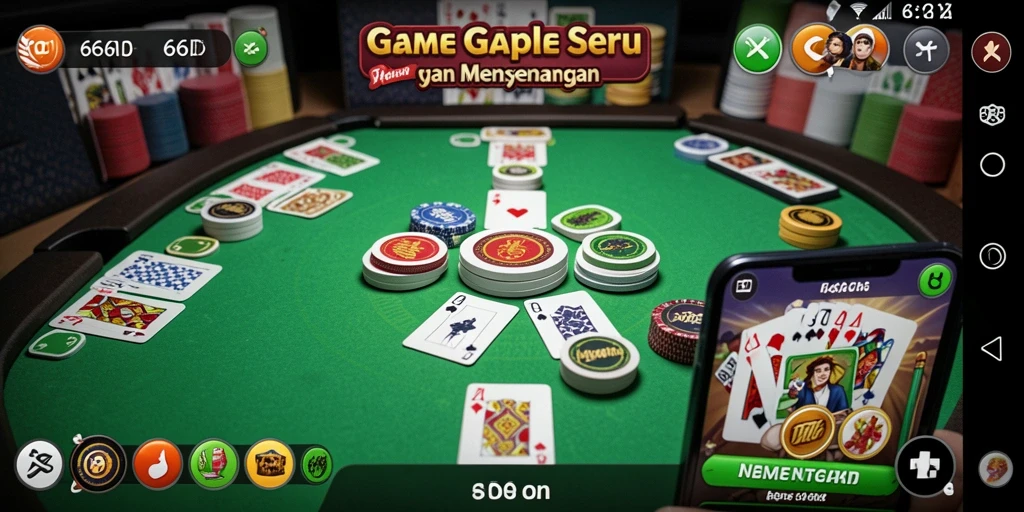 Screenshot 66D menampilkan momen seru saat bermain Gaple online.